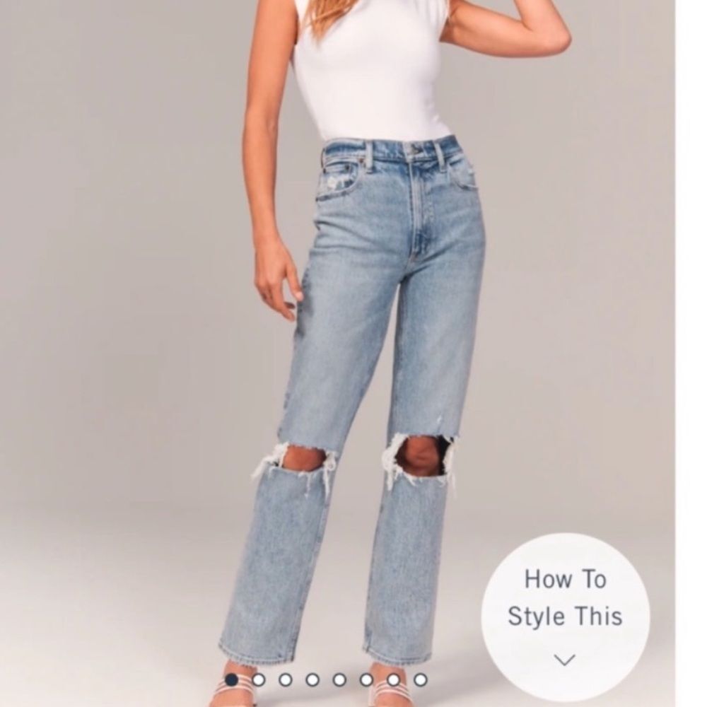Abercrombie & Fitch The 90s straight ultra high rise jeans sz 32/14R distressed